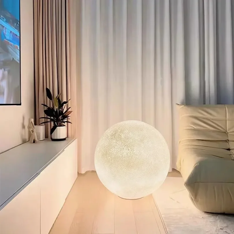 3d Moon Ball Floor Lamp Home Decoration Living Room Bedroom Atmosphere Modern Lustre Table Light Lighting Planet Plug In