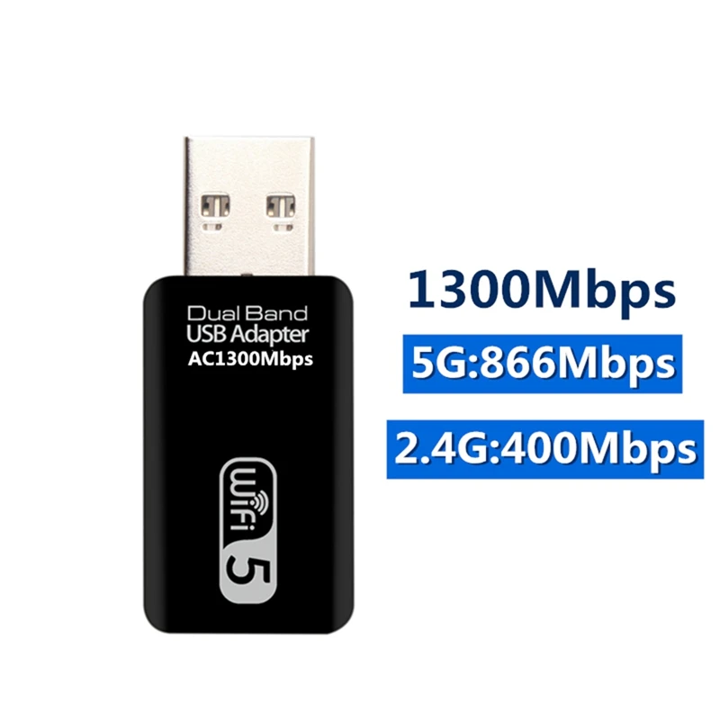 Adaptador USB Wifi, 5Ghz, Ac1300mbps, Banda Dupla, USB 3.0, Ethernet, 2.4G, Antena 5G WiFi