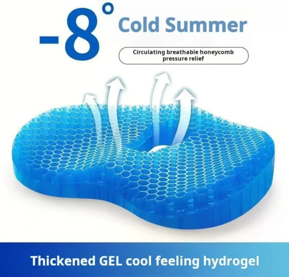 Gel Seat Cushion Pro, Cooling Pressure Relief Pad for Office Car Chair