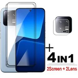 4 In 1Tempered Glass for Xiaomi 14 14 Pro 13 11T 12T 13T Pro Protective Glass Full Cover Screen Protector For Xiaomi 14 13 Film