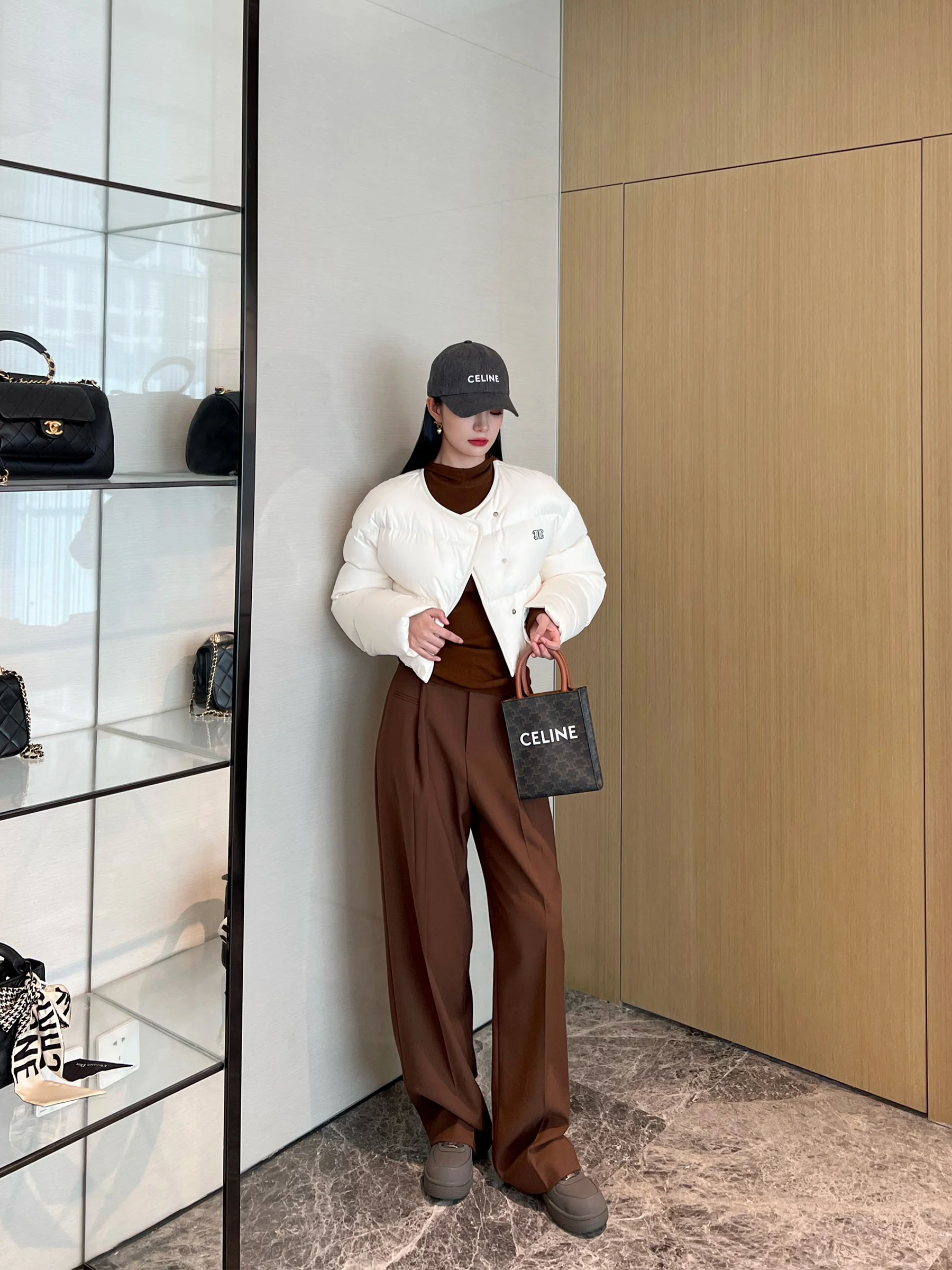 

NancyCavally Ultra Draped Soft Wool Wide Leg Pants PS Leg Slimming Effect Street Sle High Waist Straight Tube Pants