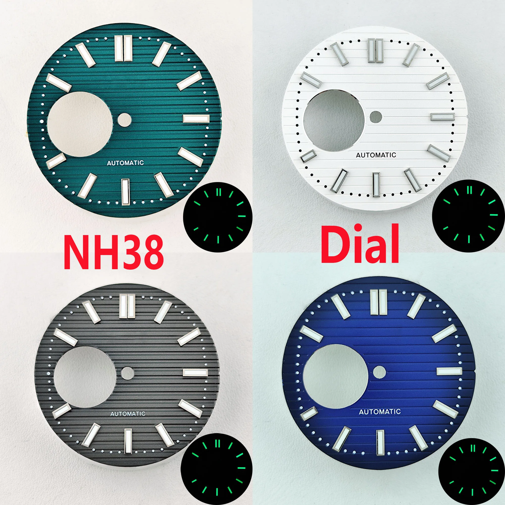 NH38 dial Nautilus dial Watch dial green luminous dial Suitable for NH38 movement watch accessories Watch repair tool