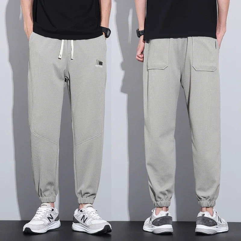 

Casual Men's Cargo Pants Baggy Bunching Feet Elastic Waist Drawstring Trousers Fashion Male Gray Jogging Streetwear Sweatpants