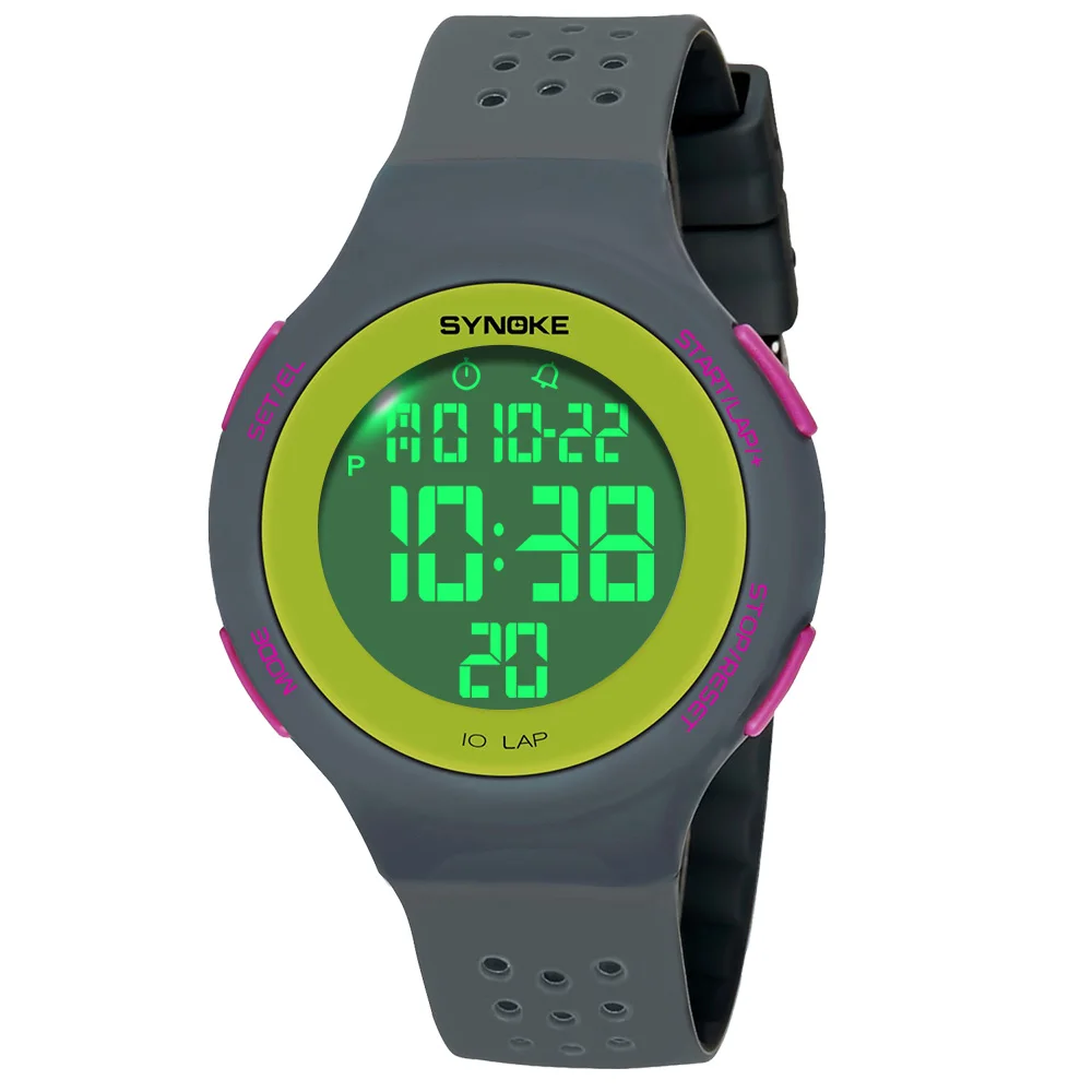 Sport Unisex Digital Chronograph Silicone Strap Watch Men Women Students 5ATM Waterproof