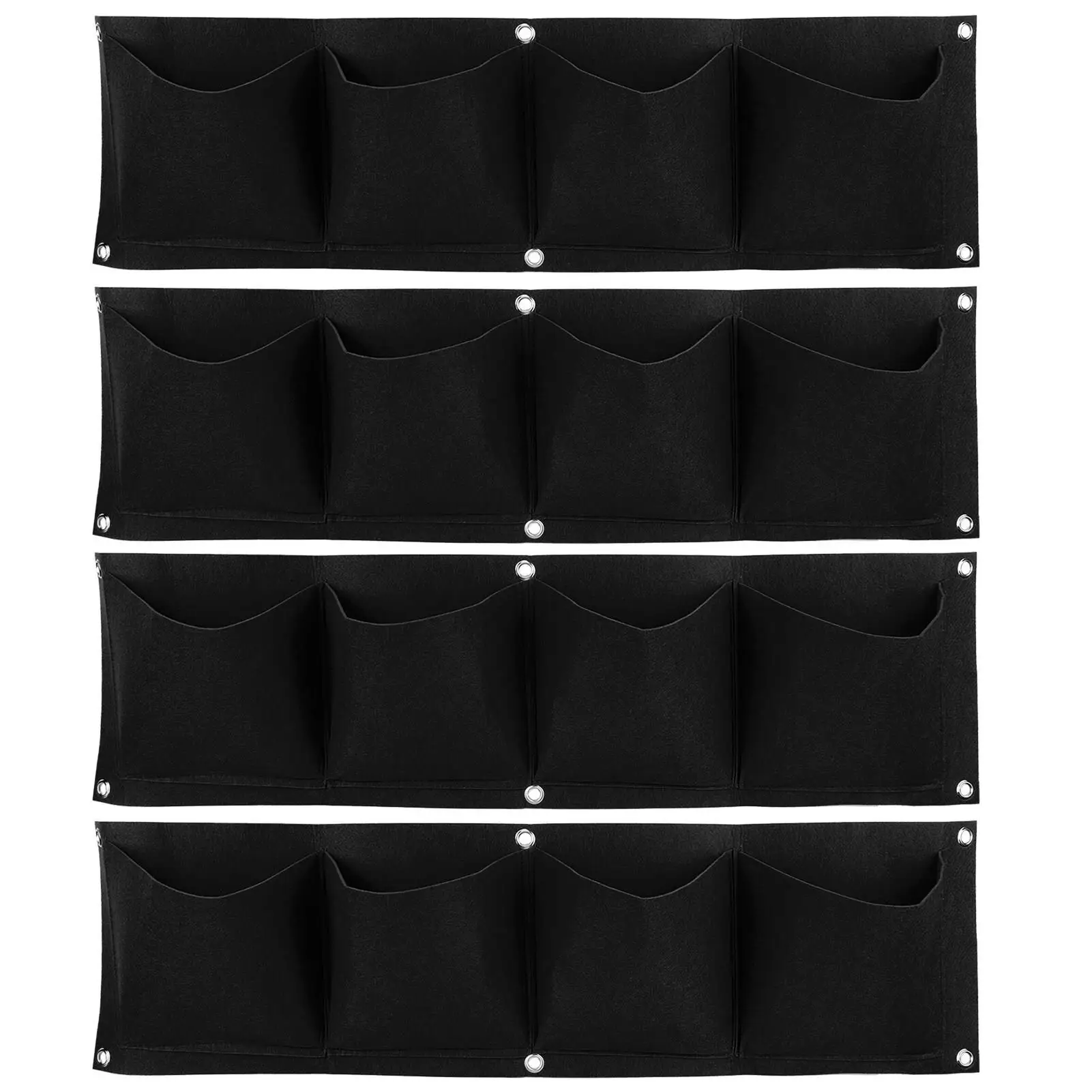 4Pcs Wall-Mounted Plant Growing Bags - Reusable Felt Seedling Planters, Eco-Friendly & Degradable Garden Bags