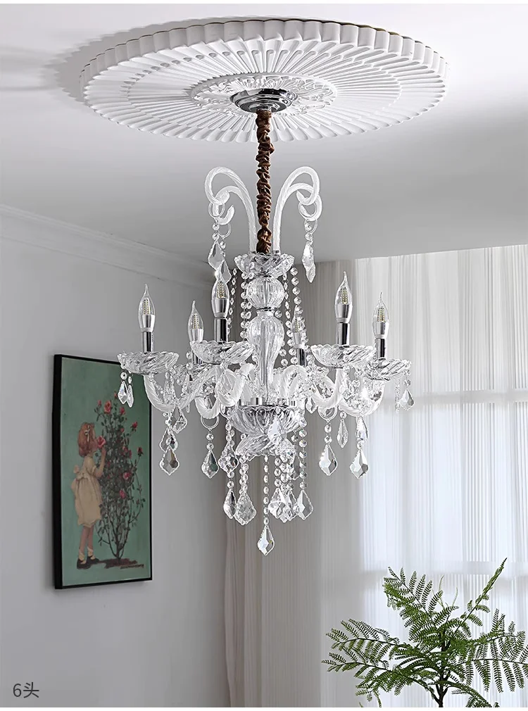 Painted Black Candle E14 Chandelier K9 Crystal Pendant