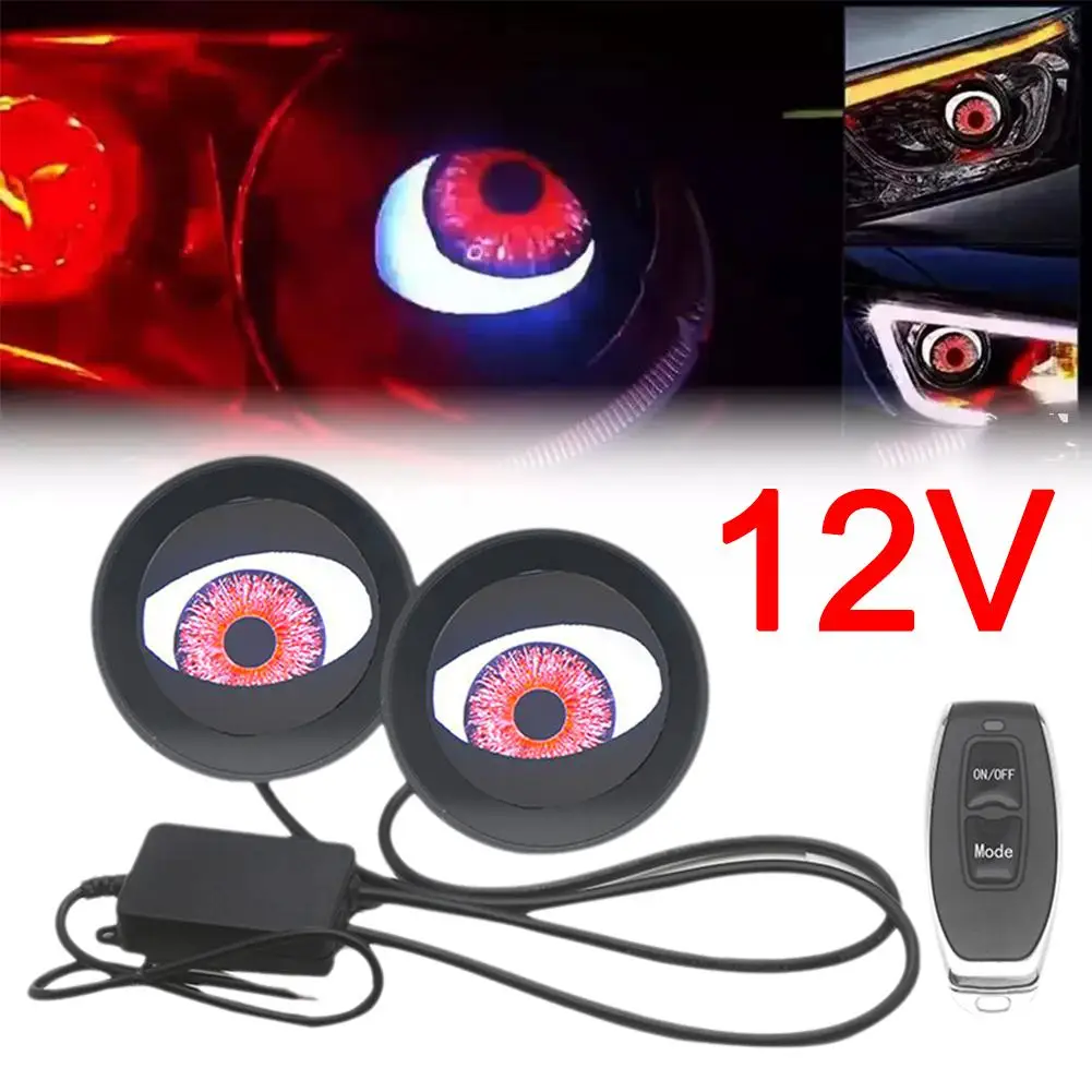 12V Remote Control Eyes Dynamic Devil Eyes LED Car Lights 2 Inch Retrofit Kits Headlight Assembly Auto Accessories Bi Led Lenses