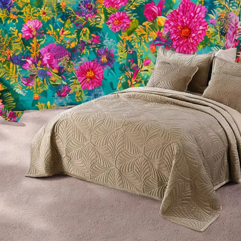 كريستال الصوف 3 قطعة المفرش مجموعة عكسها مبطن المعزي أنيقة بلون كل موسم الملكة الملك الحجم ديكور المنزل