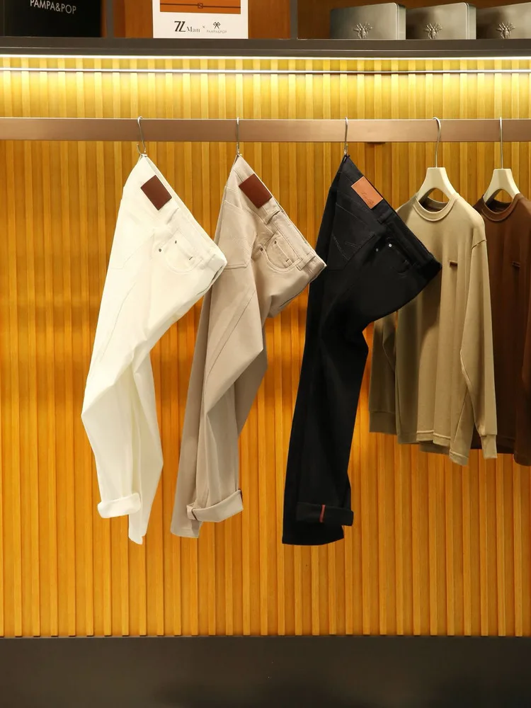 

Comfortable Organic Cotton Men's Casual Pants Four-Way Stretch Imported Italian Sle Premium Elastic Waist Long Trousers