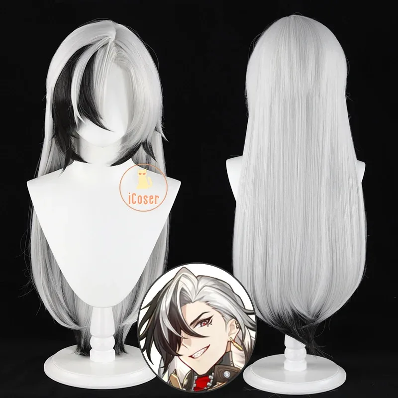 

Honkai Star Rail Boothill Cosplay Wig 80CM Gray White Hair Earrings Galaxy Ranger Halloween Party for Women Men Rolek;3,c'5.b;8'