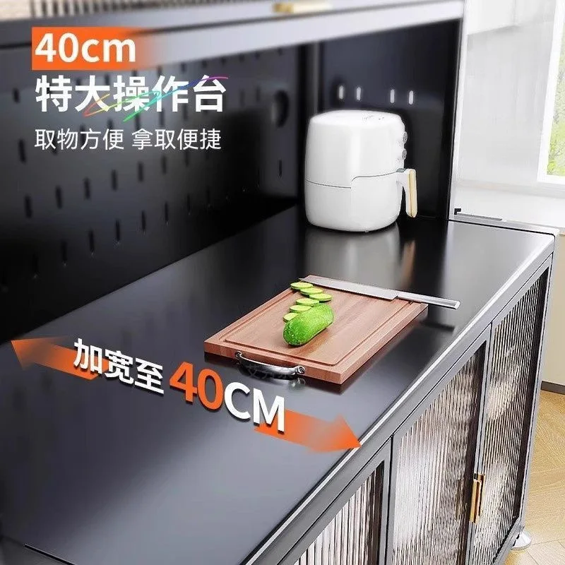 Kitchen Multi-layer Side Cabinet Floor-to-ceiling Multifunctional Shelf Microwave Oven Steel Storage
