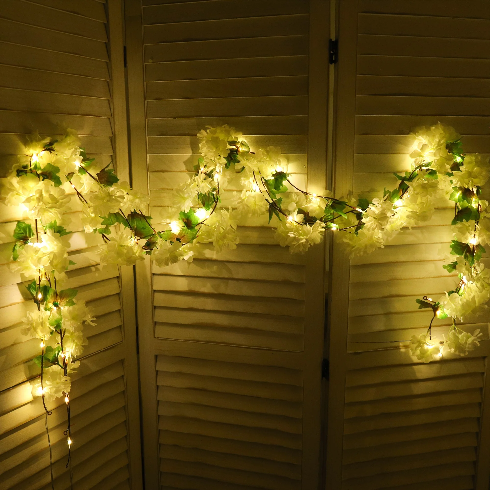 زهر الكرز مصباح ليد الزهور الاصطناعية فاينز لحفل زفاف ديكور المنزل شنقا جدار حديقة قوس عيد الميلاد زخرفة #4