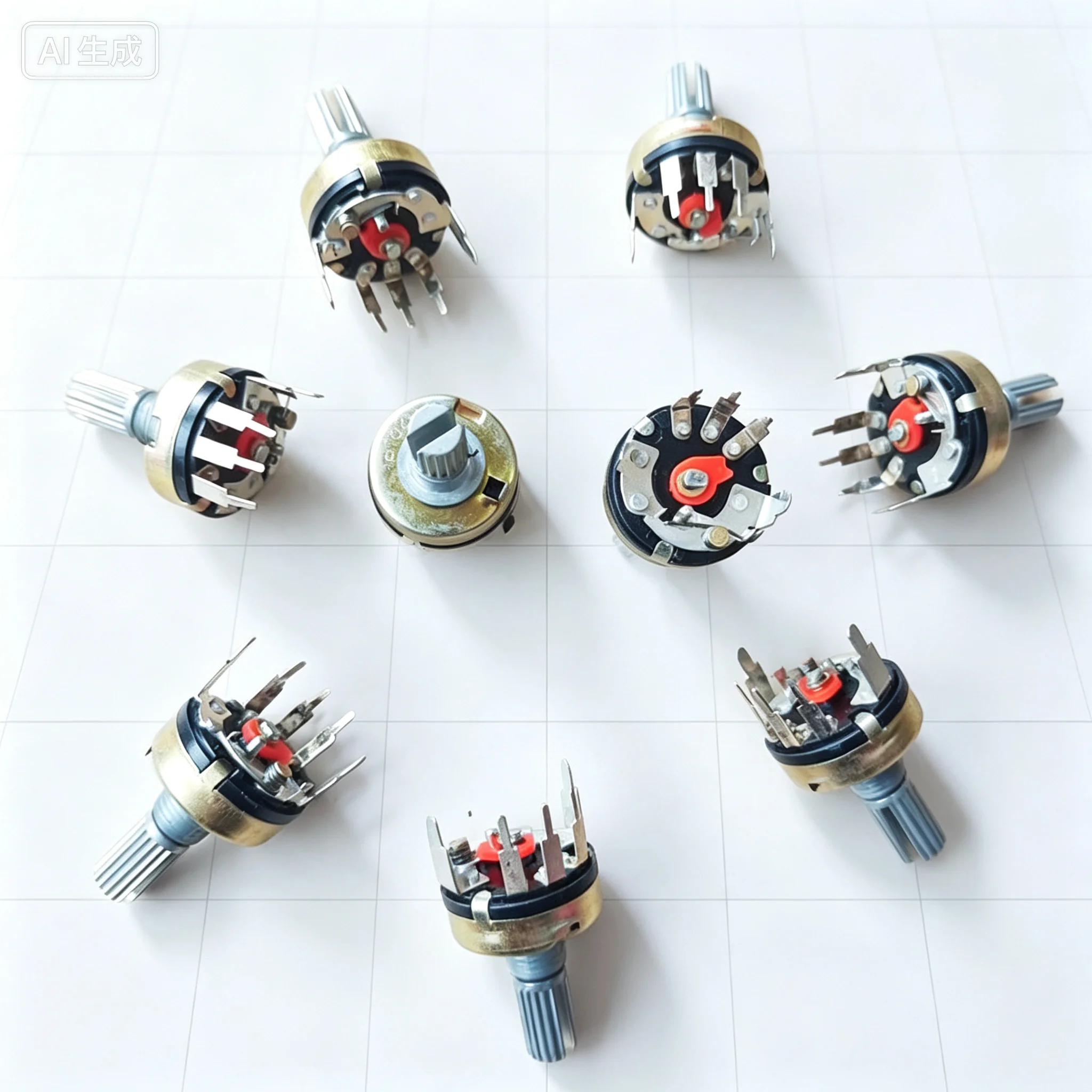 For RV17 Type Bent Pin Potentiometer B10K B1K With Switch Vertical 5Pin Amplifier Volume Potentiometer