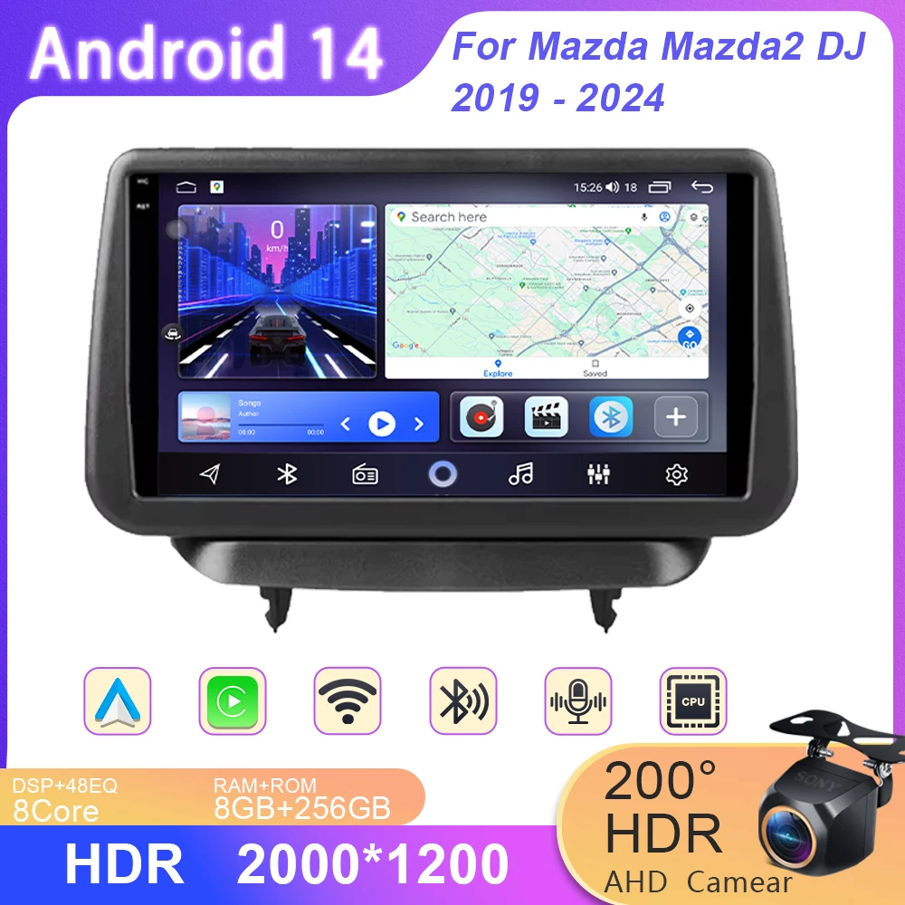 

Car Radio Carplay For Mazda Mazda2 DJ 2019 - 2024 Navigation GPS Android Auto Multimedia Player Autoradio Stereo 4G Wifi No 2din
