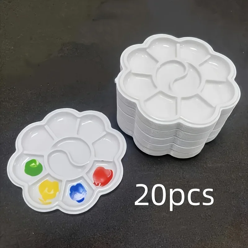 20/30PCS Mini flower-shaped plastic paint palette - Artistic painting tray, mixed with watercolor, acrylic and gouache pigments
