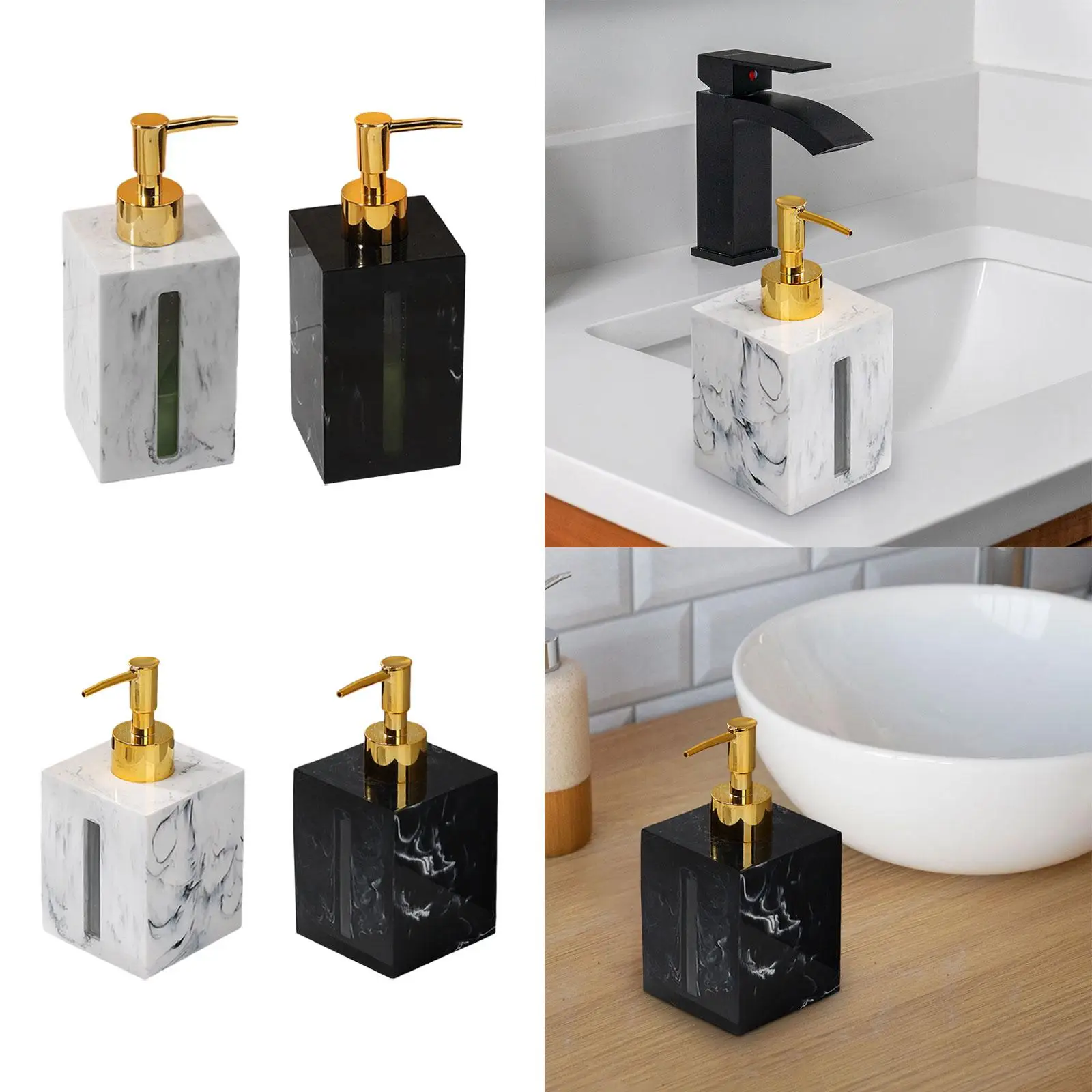 Empty Body Wash Dispenser Refill Sturdy Marble Texture Manual Soap Dispenser for Hotel Kitchen Home Countertop Laundry Room