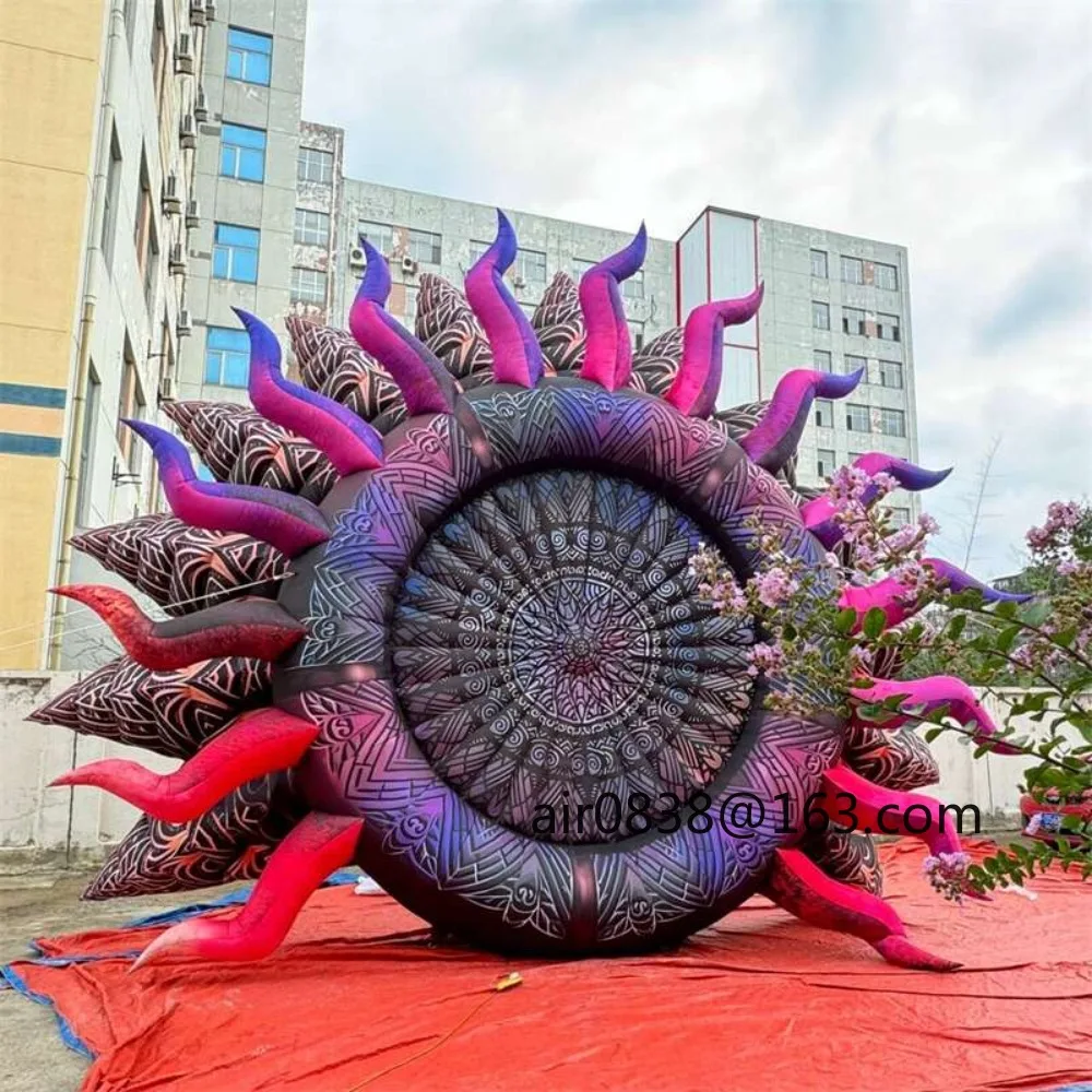 Modelo de sol inflável gigante totalmente impresso, cenários infláveis de palco para decoração de festival de Halloween