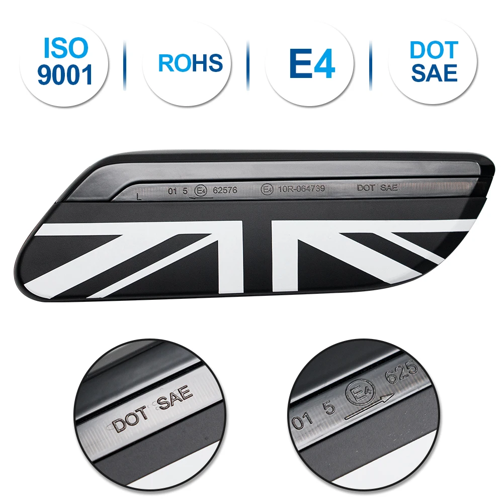 LED Dynamic Side Marker Blinker Light UK Union Jack Style For Mini Cooper F55 F56 F57 2014 2015 2016 2017 2018 2019 2020 2021