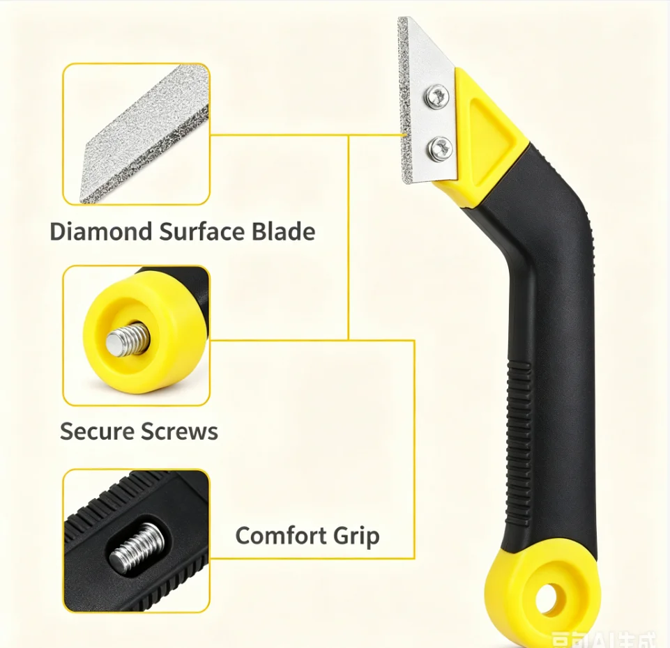 Tile Grout Saw Grout Removal Tool, Angled-Design Grout Hand Saw with 10 Diamond Surface Blades for Tile Cleaning, Removing Paint