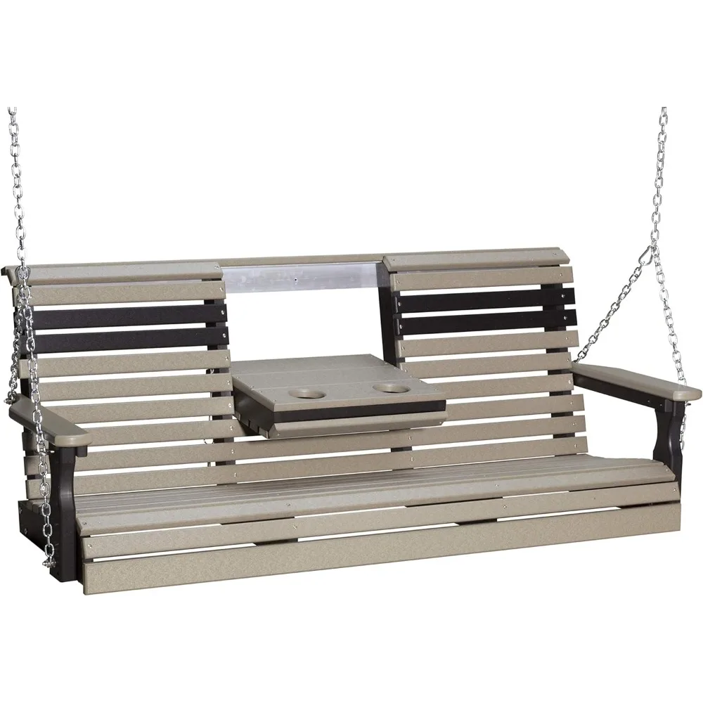 

5ft Recycled Plastic Plain Porch Swing with Flip Down Center Console