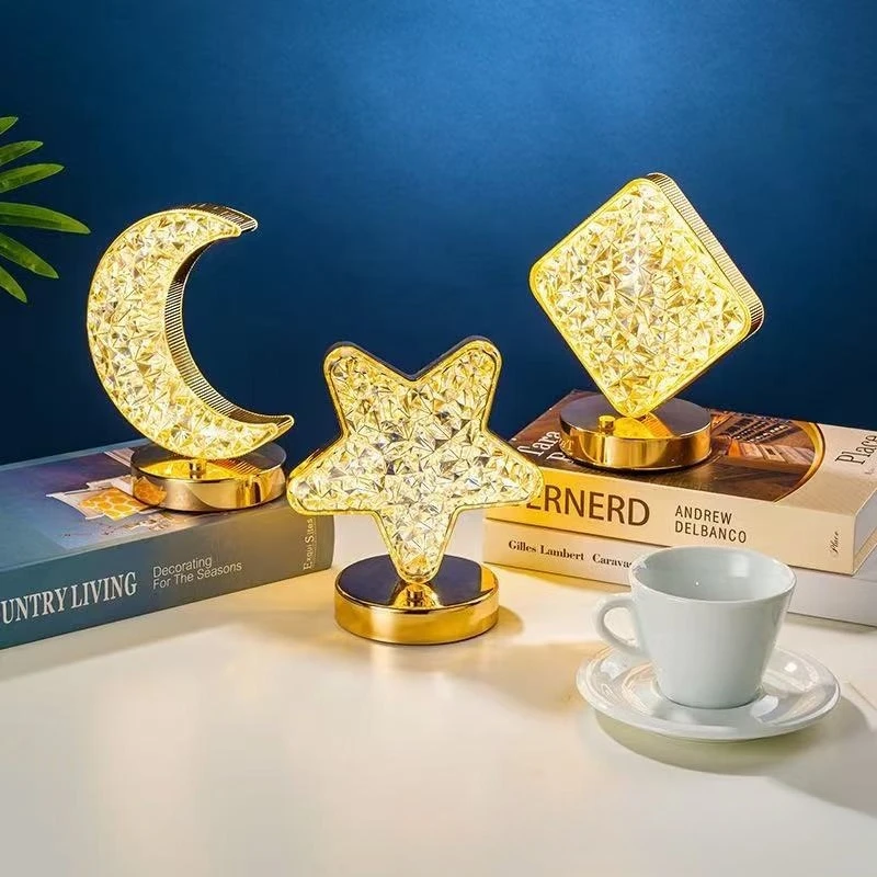 

Креативный ночник «Звезда и Луна» с кристаллами, перезаряжаемый, 3 цвета LED, для спальни, атмосферный, подарок на день рождения, декор, новинка, романтический