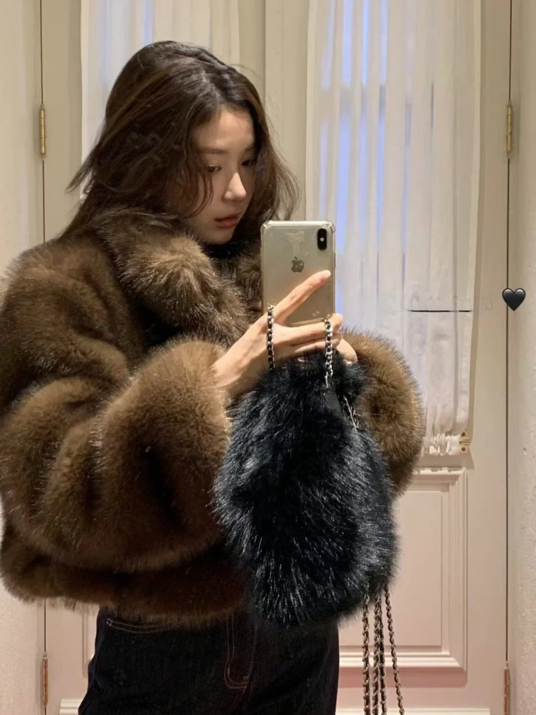 

Ele ort Women's Fur Coat 2024 Winter New Arrival Dongdaemun Th*Bar*net Korean Sle ket Long Sve Loose Fit