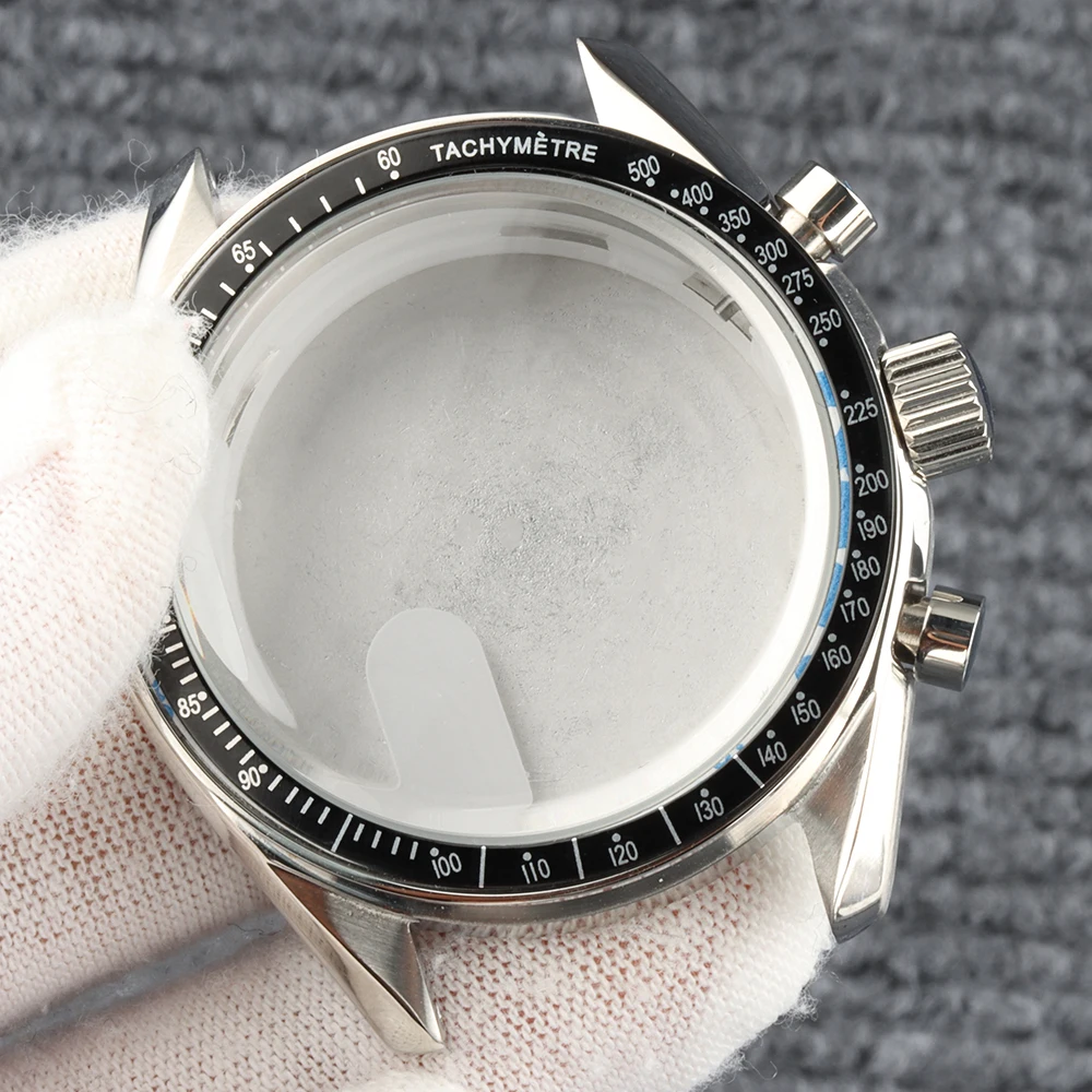 40mm VK63 Case Moon Pattern Back Chronograph Watch Case For Seiko VK63 VK64 Movement 316L Stainless Steel Quartz Watch Case