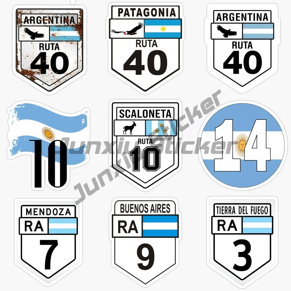 Argentina National Flag Ruta 40 7 9 10 30 14  Soccer Car Sticker Laptop Motorcycle Vinyl Waterproof Creative Decal Accessories