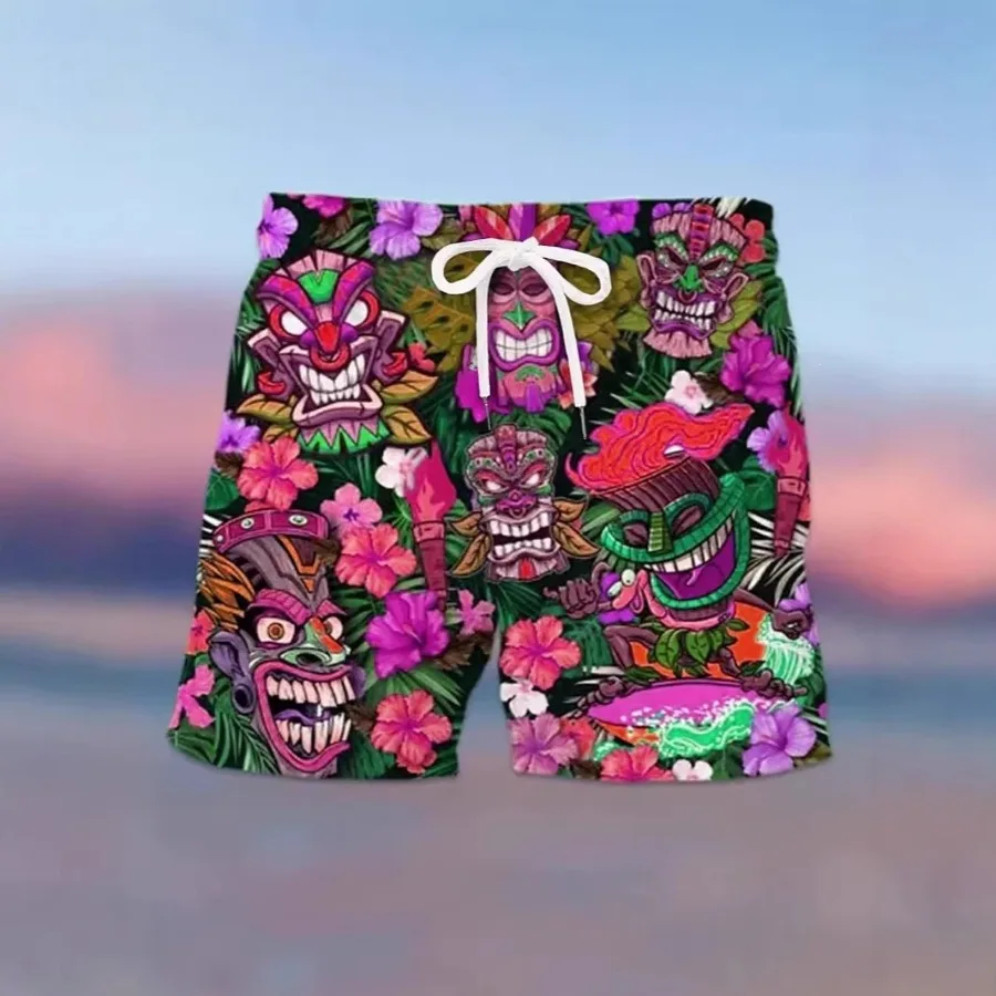 

Hawaiian style 3D printed men's casual shorts beach pants quick-drying cross-border 2026 summer new style source manufacturer