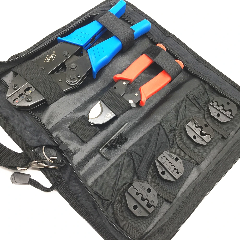 

Crimping tools kit hand tool set for crimp terminals and connector with cable cutter pliers replaceable dies LS-K03C