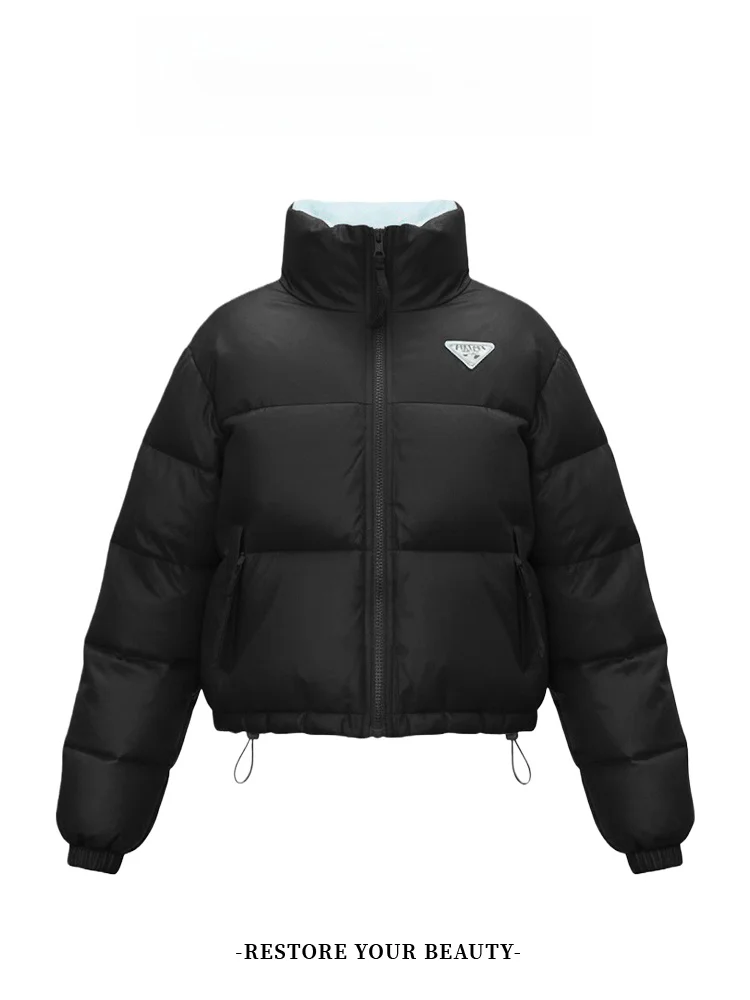 Or feminino puffer jaet 2025 inverno novo solto fce forrado pão sle thi quente zíper casaco de algodão outerwear