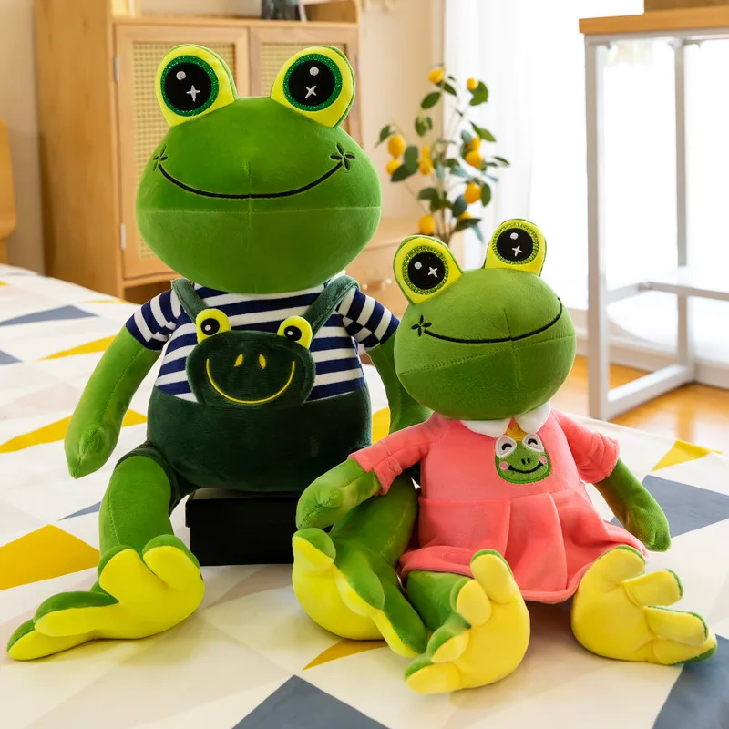 Poupée mignonne et populaire de dessin animé grenouille, couple, jouet en peluche à grands yeux pour enfants, grand cadeau d'anniversaire