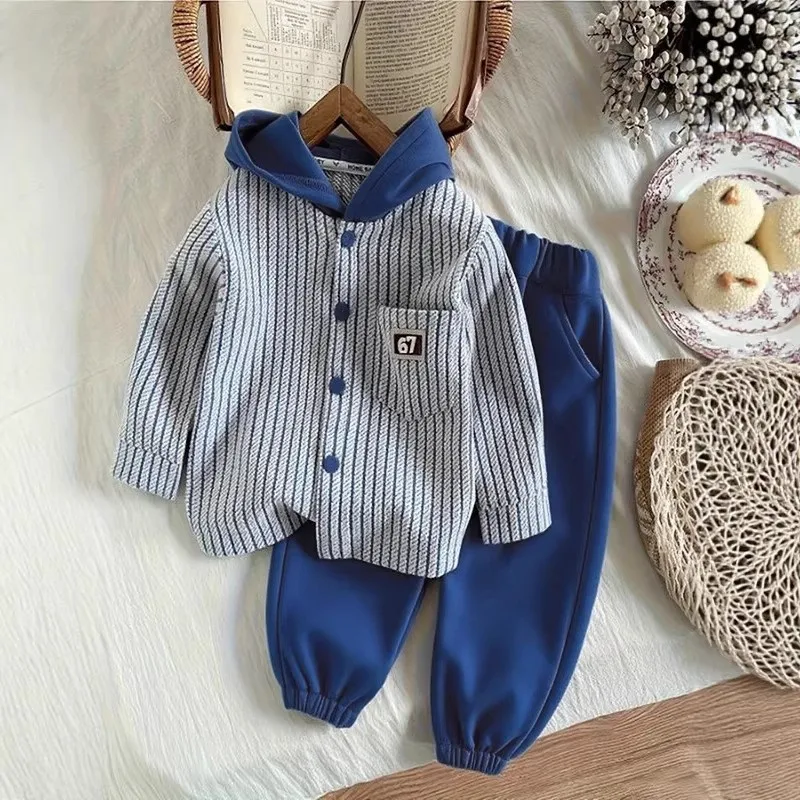 

New Autumn Kids Striped Hoodie & Pants Two-piece Set