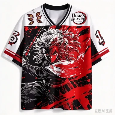 Ghost Slayer Blade Breathable Mesh Purgatory Apricot Shoulang Swords Combat Cool Sensation Hot Blooded Ink Painting Style Top