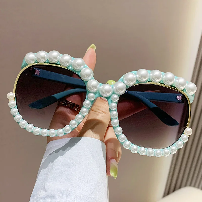 

2023 New Pearl Rimless Sunglasses Women's Fashion Personalized and Exaggerated Photo Studio Photography Sunglasses women