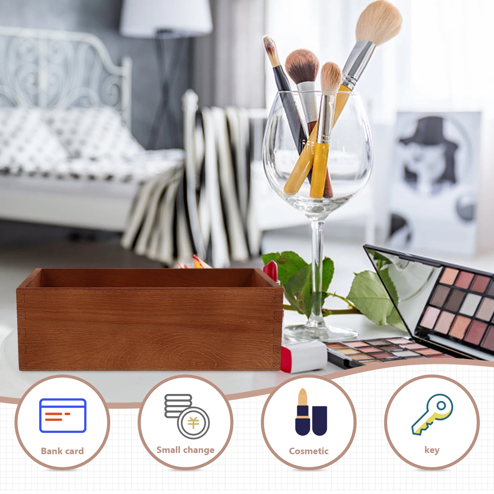 

Wood Crate Organizer Box Wooden Storage Rustic Sundries Holder Office Organizer Multi-Purpose Storage Crates for Home Pantry