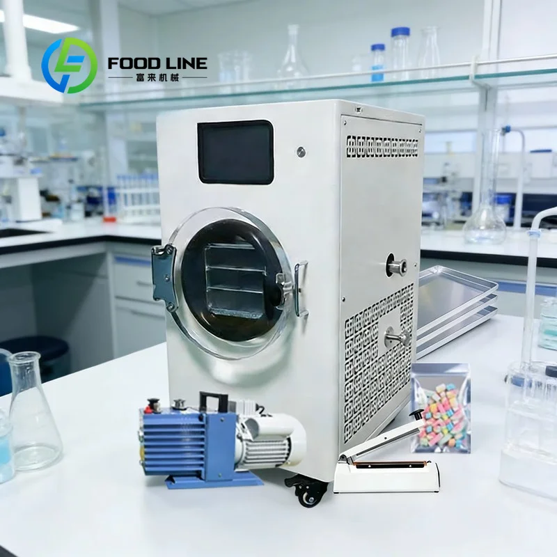 Customize Vacuum Freeze Dryer,1‑2Kg Batch Digital Lyophilizer for Lab Home Food Candy Preservation, with Matching Vacuum Pump