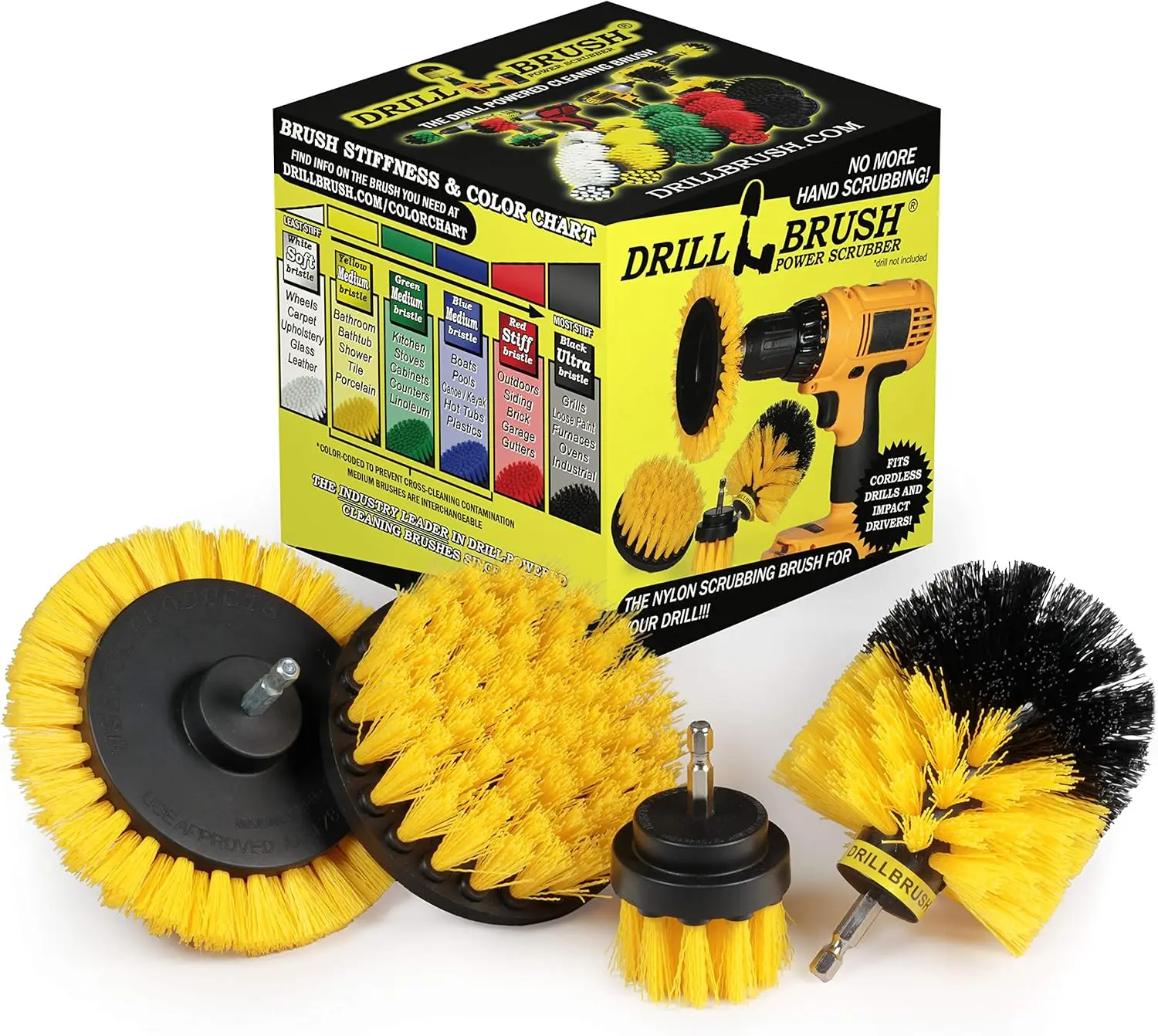 

Желтые насадки-щетки для дрели для чистки душевых, швов, ванных комнат - Набор для очистки швов - Роторный