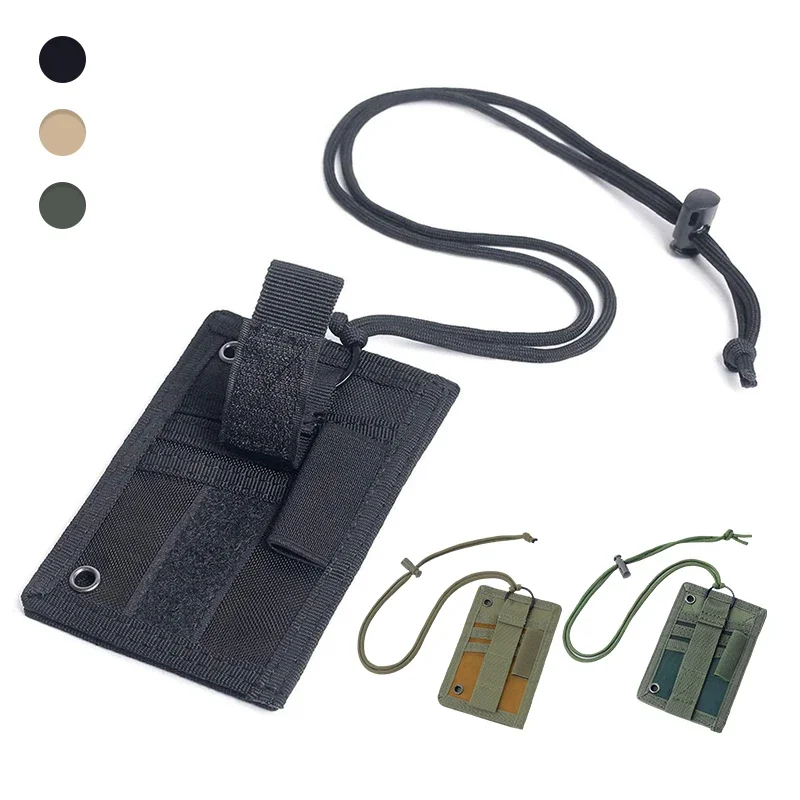 NamcheBarwa Nylon Adjustable Id Card Holder Outdoor Tactical Pouch File Folder Organizer Bag Chest Hanging Credit Card Sleeve