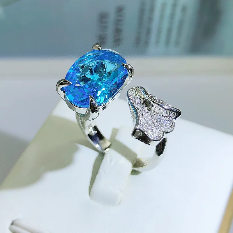 Brillian New Oval AAA Zircon Flower Resizable Rings for Women Wedding Valentine's Day Jewelry Personality Accessories Gifts