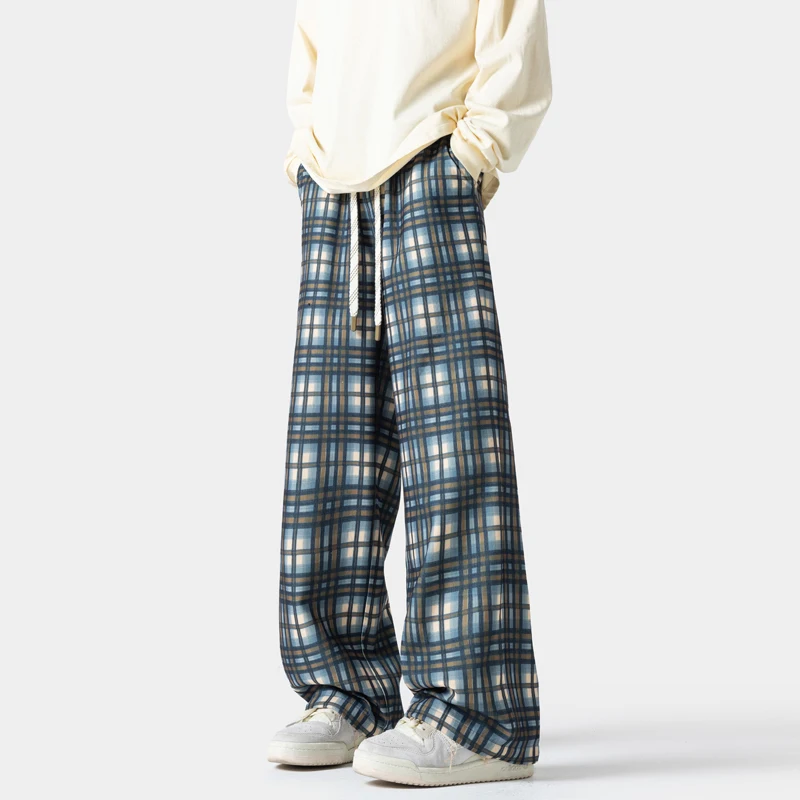 

Autumn Corduroy Pants Men Retro Plaid Pants Men Streetwear Hip-hop Loose Wide Leg Pants Mens Vintage Trousers Large Size 5XL