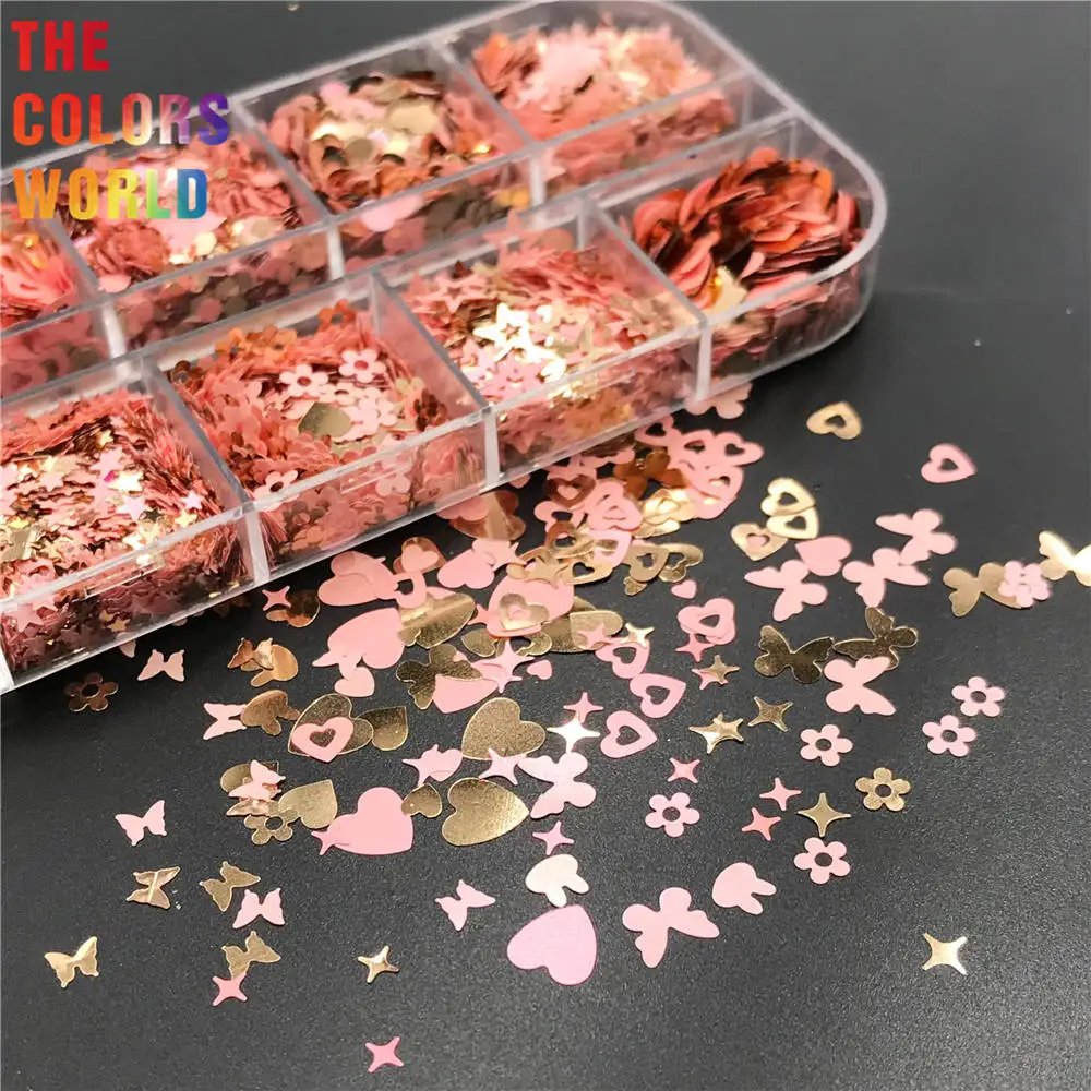 TCT-786 Gold And Pink Colors Nails Glitter Nail Art uñas Accessories Ongle Sequins втирка для ногтей Cosmetic Makeup Decoration