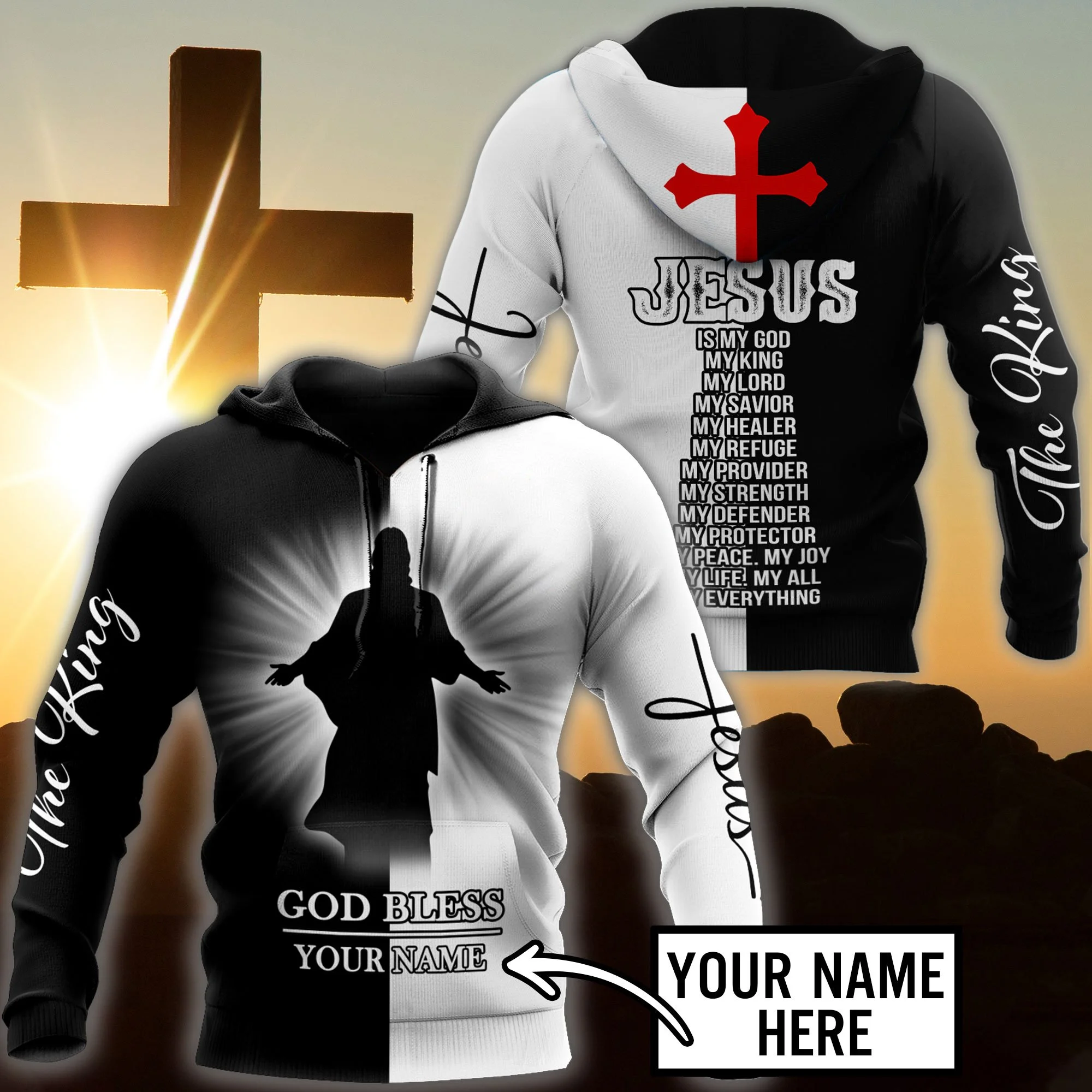 Men's Custom Made Hoodies 3D Print God Knights Cross Oversized Fashion Simplicity Vintage Pullover Casual Hot-selling Streetwear