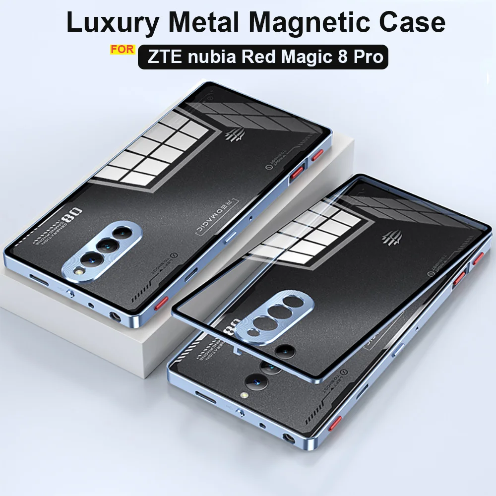 

Luxury Aluminium Alloy Magnetic Tempered glass Case for ZTE Nubia Red Magic 8 Pro Phone Cases Metal Bumper Frame Ultrathin Funda