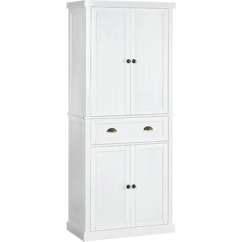 

72" Pinewood Large Kitchen Pantry Storage Cabinet, Freestanding Cabinet with Doors and Shelf Adjustability, Soft-Close Mechanis