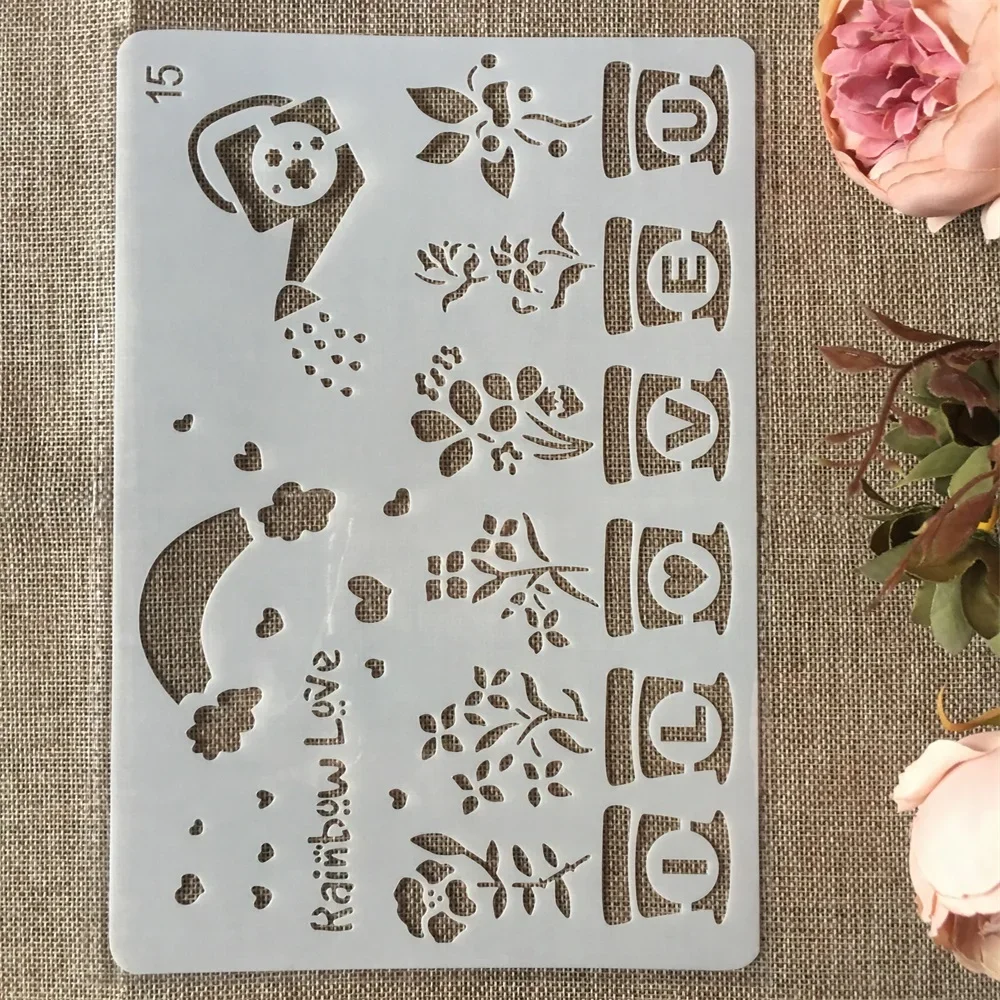 4Pcs A4 26cm Birthday Cake Wedding DIY Craft Layering Stencils Painting Scrapbooking Stamping Embossing Album Paper Template