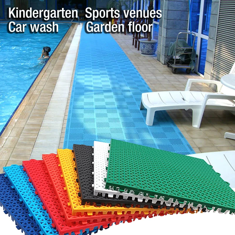 10 Piece Sport Floor Car Wash Balcony Garden Swimming Pool Plastic Tile Bathroom Splicing Mats Grid Waterproof Sport Kindergarte