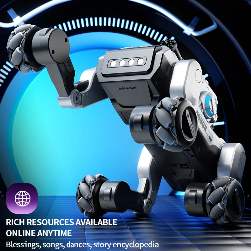 Novo gesto de cachorro robô AI RC e controle de voz, 360 °   Lançador giratório de bala de água, luzes LED e música, melhor presente para crianças