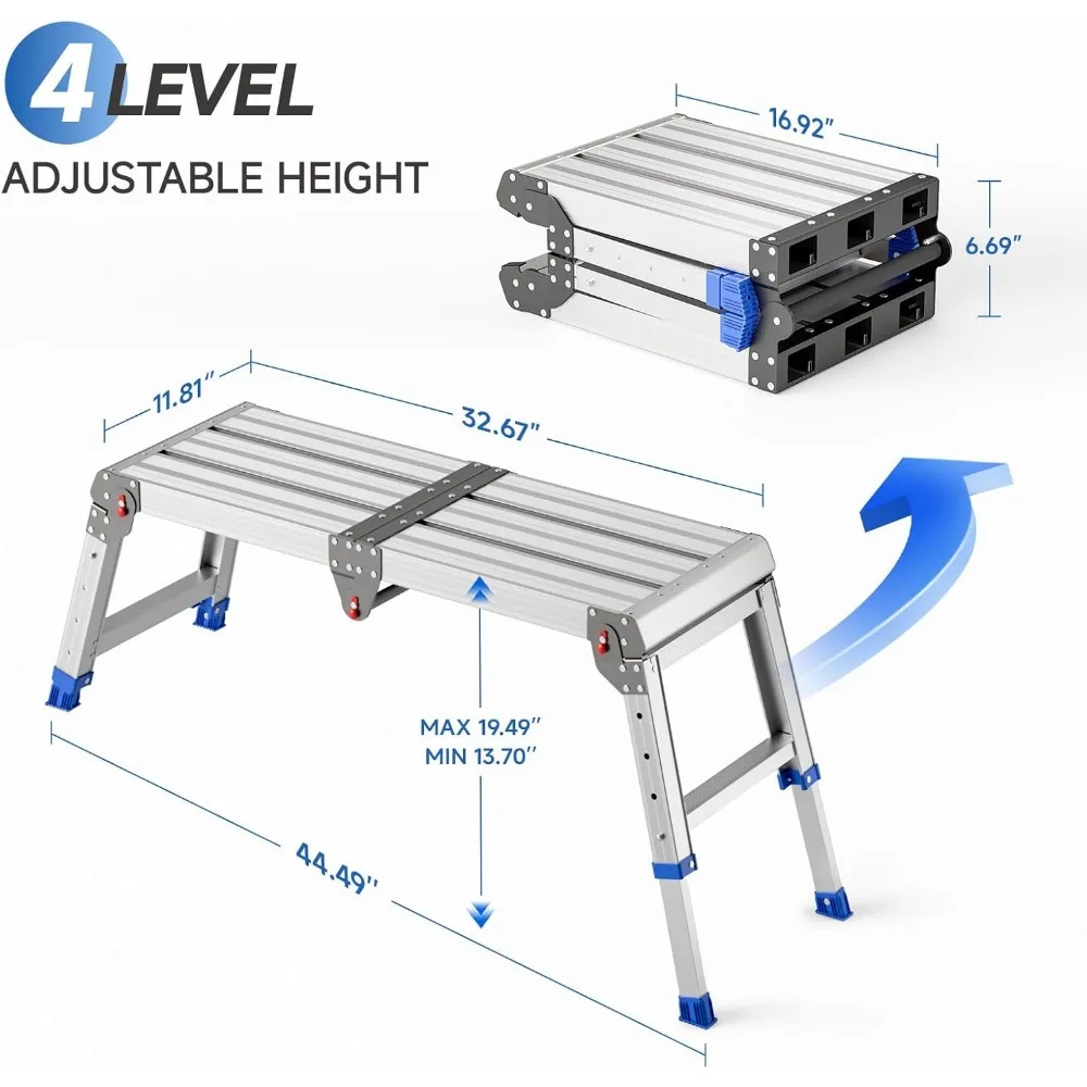 Regulowany stołek aluminiowy dla dorosłych - lekki, wytrzymały, przenośny składany stołek roboczy na zewnątrz