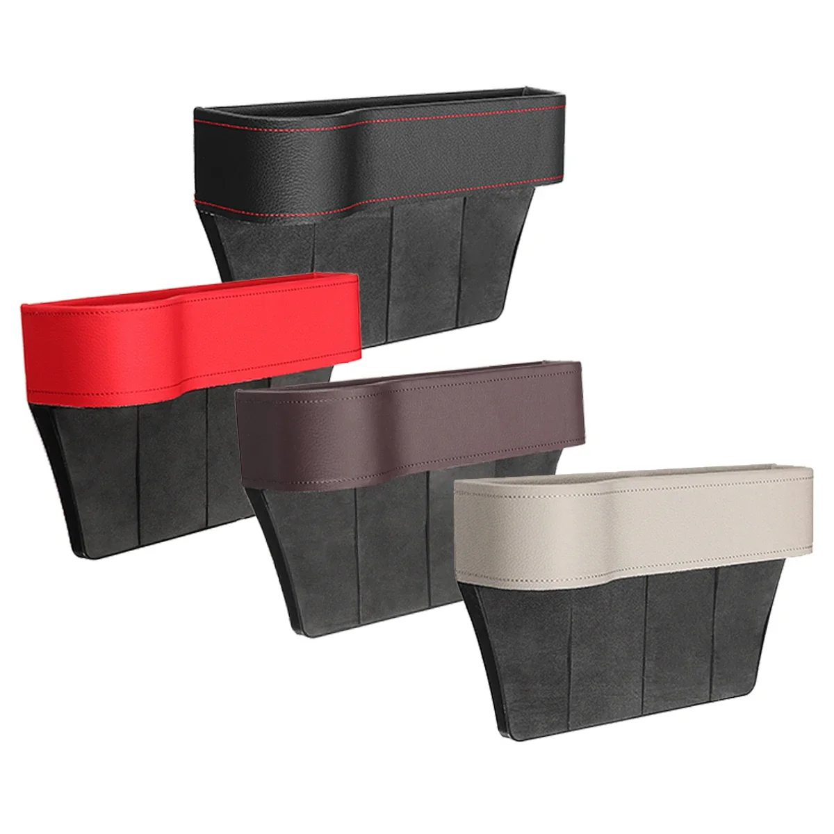 Right Universal 1 Pair Passenger Driver Side Car Seat Gap Storage Box for Pocket Organizer Phone Holders Black/Beige/Red